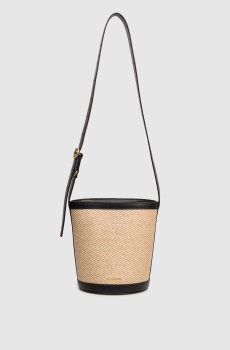 Бежевая плетеная сумка бакет-бег Cannolo