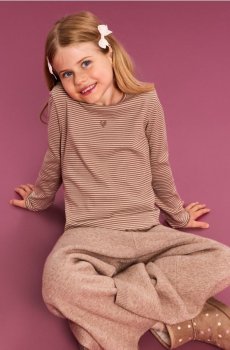 Штани wide leg з віскозою - бежевий