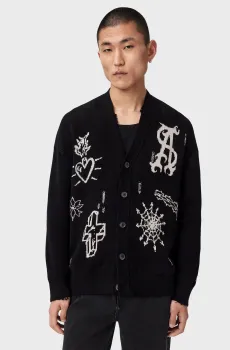 Мужской черный кардиган STAGED Черный L AllSaints M006KF