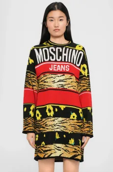 Женское шерстяное платье в полоску Разноцветный XS Moschino A0495.8212;3555