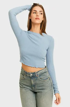 Женский голубой лонгслив Голубой S Tally Weijl STSPEOURLAB