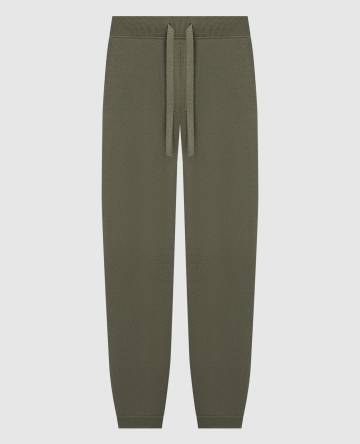 Джогеры из шерсти и кашемира цвета хаки