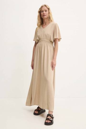 Платье Answear Lab цвет бежевый maxi расклешённая Платье Answear Lab цвет бежевый maxi расклешённая