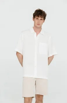 Мужская белая льняная рубашка Белый M PRPY PMSHRKALUA008