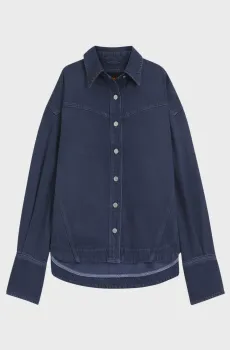 Женская темно-синяя джинсовая рубашка Синий L BOSS 50552520;030