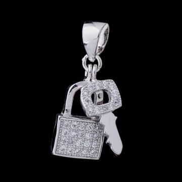 Серебряная подвеска "Замочек и ключик" с фианитами 132262 Серебряная подвеска "Замочек и ключик" с фианитами 132262