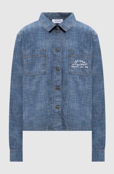 Голубая джинсовая рубашка с вышивкой логотипа