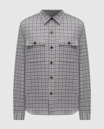 Серая рубашка из шерсти в клетку