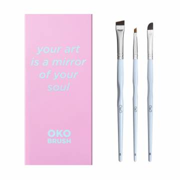 Набор кистей для макияжа OkO Lash & Brow Your Art Is A Mirror Of Your Soul, 3 шт Набор кистей для макияжа OkO Lash & Brow Your Art Is A Mirror Of Your Soul, 3 шт