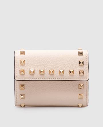 Бежевый кожаный портмоне Rockstud