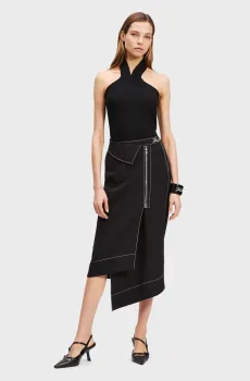 Женская черная юбка contrast stitch Черный 42 Karl Lagerfeld A3W12020