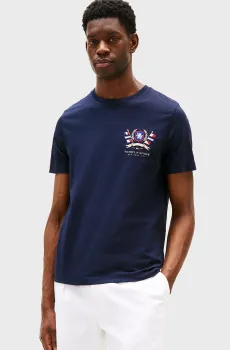 Мужская темно-синяя футболка HILFIGER COLOUR CREST TEE Синий XL Tommy Hilfiger MW0MW38612