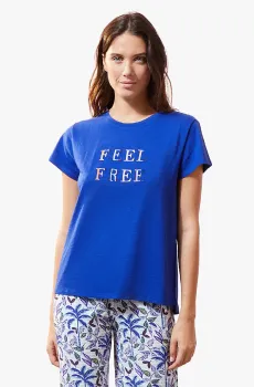 Женская синяя футболка ASMA Синий S Etam 6519629