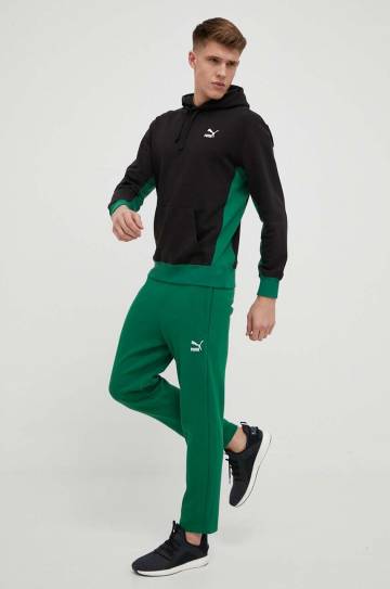 Хлопковая кофта Puma мужская цвет чёрный с капюшоном узор Хлопковая кофта Puma мужская цвет чёрный с капюшоном узор