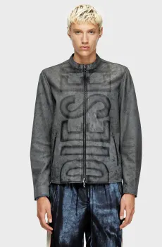 Мужская серая кожаная куртка GIACCA Серый 48 Diesel A19350 0AJFV