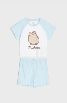 Бавовняна двочастинна піжама з принтом Pusheen the Cat - блакитний