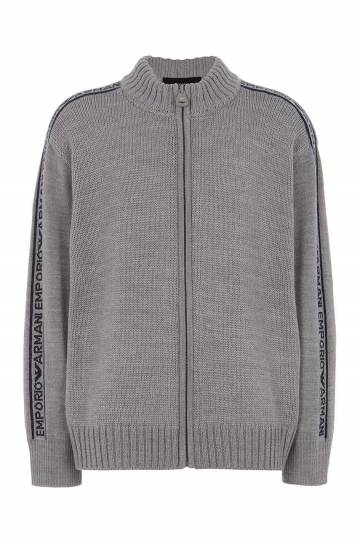 Детский шерстяной кардиган Emporio Armani цвет серый лёгкий 6D4M58 4MJAZ Детский шерстяной кардиган Emporio Armani цвет серый лёгкий 6D4M58 4MJAZ