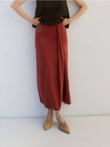 Reserved - Спідниця максі з модалем - мідний - 9219H-28X