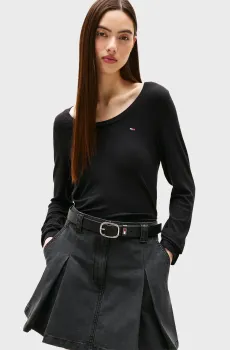 Женский черный лонгслив SOFT ESSENTIAL Черный S Tommy Jeans DW0DW20921