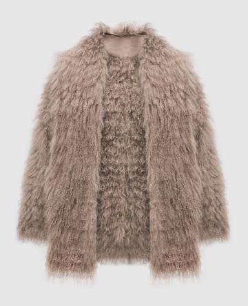 Бежевая двухсторонняя шуба Danbury R с шерстью