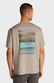 Мужская бежевая футболка TWO TONE LANDSCAPE Бежевый S Calvin Klein Jeans J30J327091