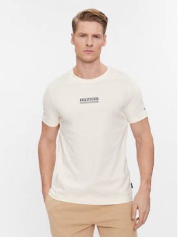 Tommy Hilfiger Футболка Small Hilfiger Tee MW0MW34387 Écru Slim Fit Tommy Hilfiger Футболка Small Hilfiger Tee MW0MW34387 Écru Slim Fit