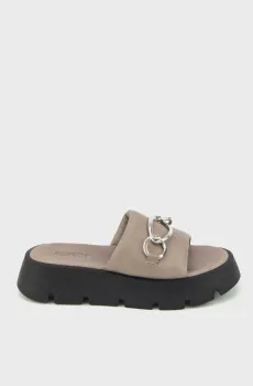 Женские бежевые кожаные слайдеры Бежевый 39 Respect 02445 - 232 DARK STONE