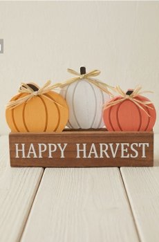 Стояча декорація з мотивом гарбуза та написом «Happy Harvest» - різнобарвний