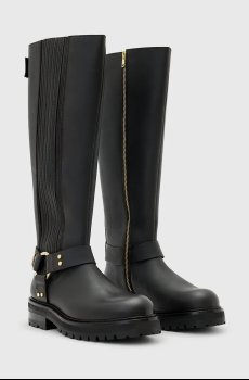 Кожаные сапоги AllSaints MADDIE HIGH BOOT