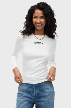Женский белый лонгслив SLIM ESS LOGO Белый XS Tommy Jeans DW0DW23254