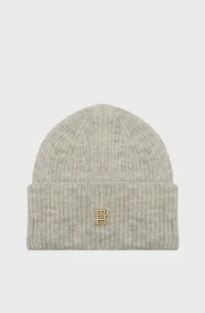 Женская серая шапка TH LUXE BEANIE Серый ONESIZE Tommy Hilfiger AW0AW16628