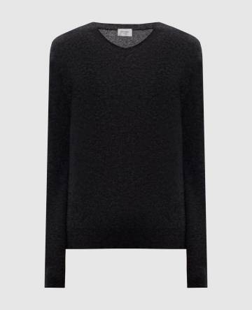 Серый пуловер из кашемира и шелка