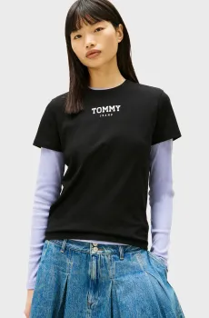 Женская черная футболка REG ESSENTIAL LOGO 2 Черный XXS Tommy Jeans DW0DW21842