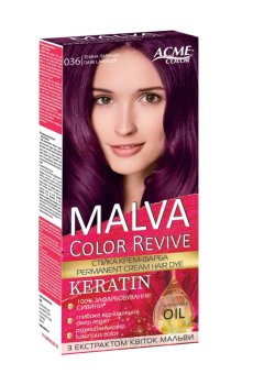 Стойкая крем-краска для волос Malva Color Revive 036 Темная лаванда, 105 мл