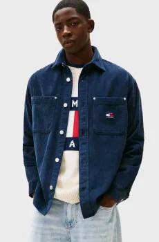 Мужская темно-синяя вельветовая рубашка CORD Синий L Tommy Jeans DM0DM22016