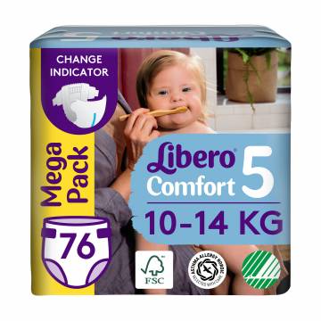Подгузники Libero Comfort размер 5 (10-14 кг), 76 шт Подгузники Libero Comfort размер 5 (10-14 кг), 76 шт
