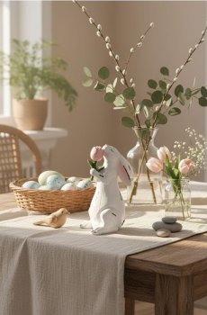 Великодня фігурка зайця з квіткою - білий