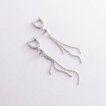 Серьги "Шарики" с цепочками (белое золото) с07815 Серьги "Шарики" с цепочками (белое золото) с07815