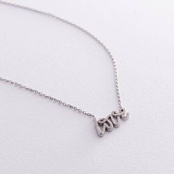 Серебряное колье "Love" с фианитами 1101 Серебряное колье "Love" с фианитами 1101