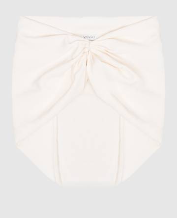 Белый шарф из шелка с драпировкой