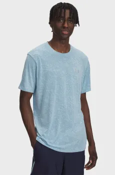 Мужская голубая футболка UA LAUNCH CAMO SHORTSLEEVE Голубой S Under Armour 1386681-494
