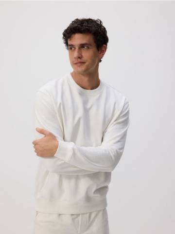 Reserved - Бавовняний світшот regular fit - кремовий - 553EF-01X