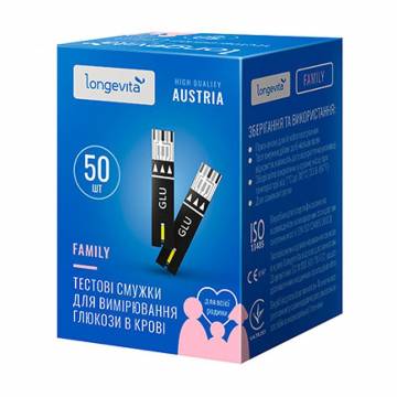 Тест-полоска для измерения глюкозы в крови Longevita Family, 50 шт Тест-полоска для измерения глюкозы в крови Longevita Family, 50 шт