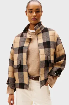 Женское шерстяное пальто в клетку HARRINGTON Разноцветный M Tommy Hilfiger WW0WW47284