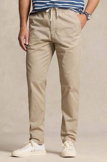 Хлопковые брюки Polo Ralph Lauren цвет бежевый прямые 710944490 Хлопковые брюки Polo Ralph Lauren цвет бежевый прямые 710944490