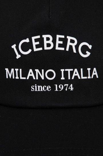 Хлопковая кепка Iceberg цвет чёрный с принтом Хлопковая кепка Iceberg цвет чёрный с принтом