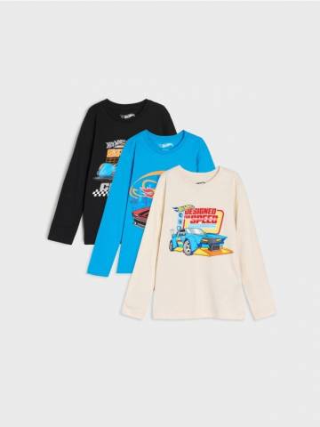 Довгий бавовняний лонгслів Hot Wheels 3 pack - різнобарвний Довгий бавовняний лонгслів Hot Wheels 3 pack - різнобарвний