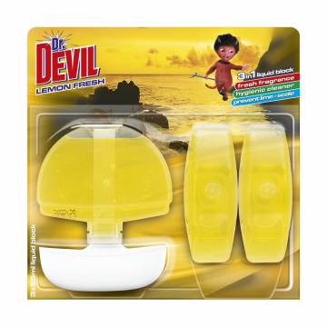 Туалетный блок для унитаза Dr. Devil Лимонная свежесть, 3*55 мл Туалетный блок для унитаза Dr. Devil Лимонная свежесть, 3*55 мл