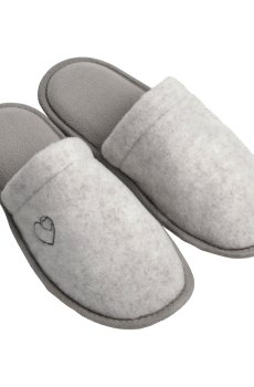 Женские домашние тапочки Twins HS-OZ Lama войлочные, с вышивкой, серые, размер 36-37 (24 см)