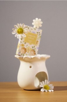 Керамічний аромалампа з воском Camellia Lotus - білий